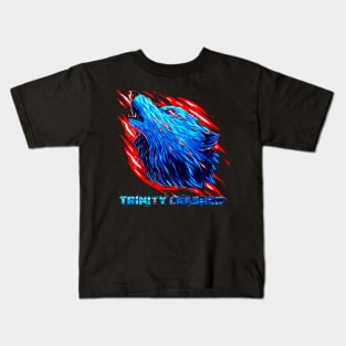 Trinity Crasher Red and blue a Cool full Wolf tee Kids T-Shirt